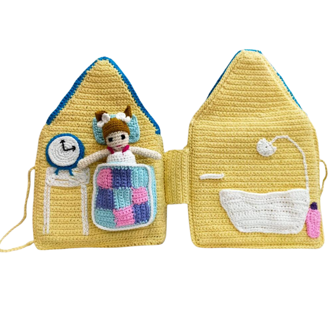 Crochet Doll House With pretend play doll and mini doll (Quiet Book)
