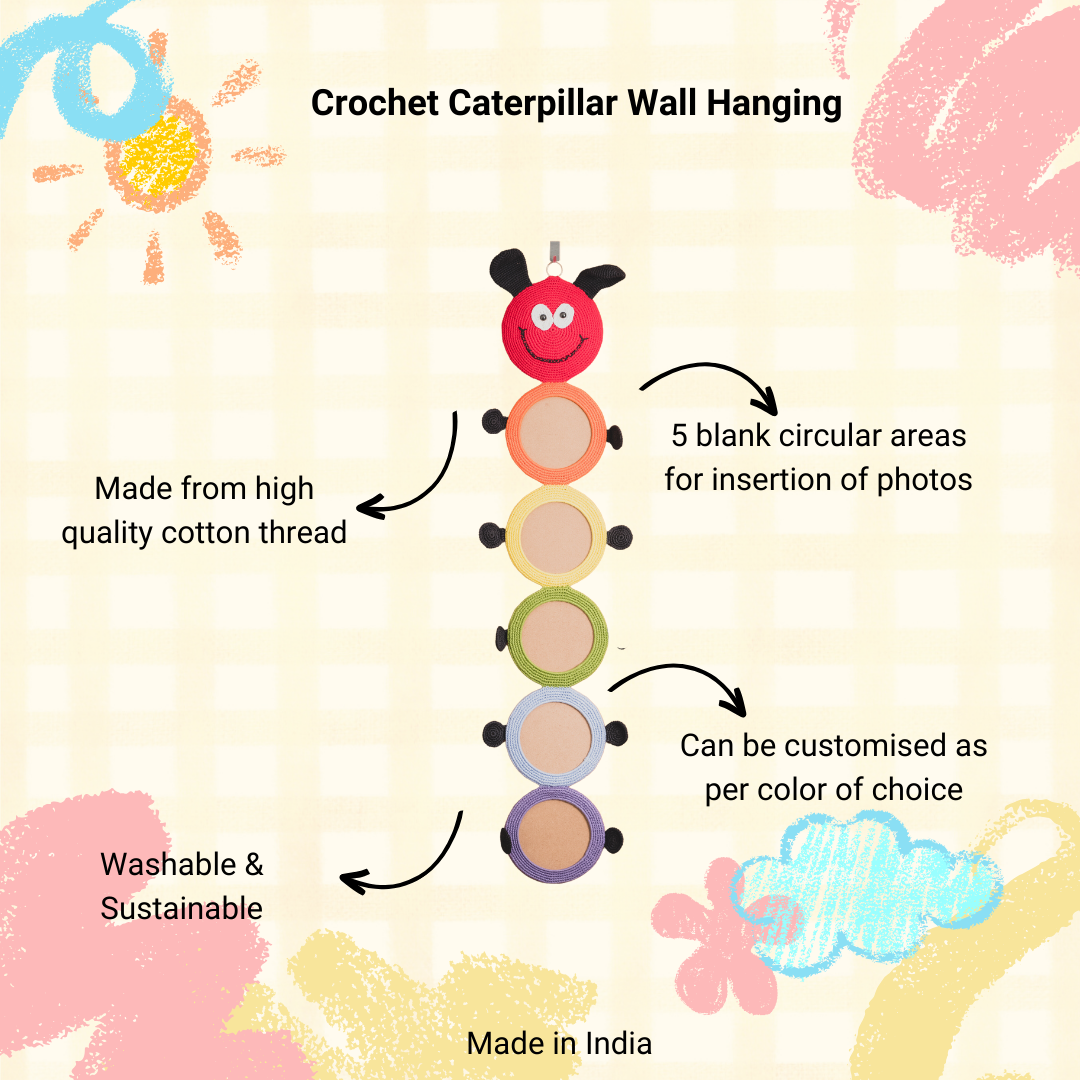 Crochet Caterpillar Hanging frame
