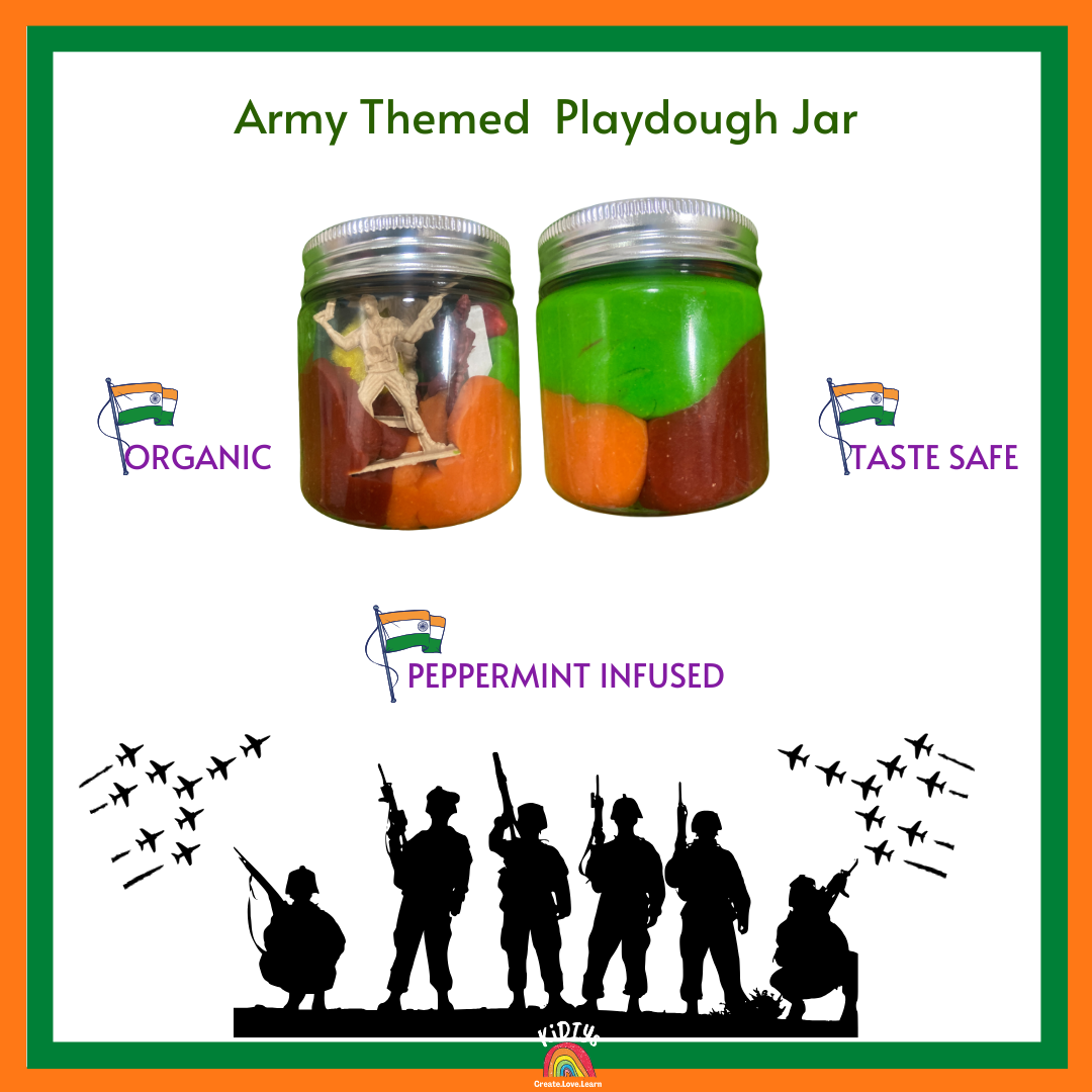 Army Themed Playdough Jar | 100grams | Organic | Peppermint infused | Taste Safe