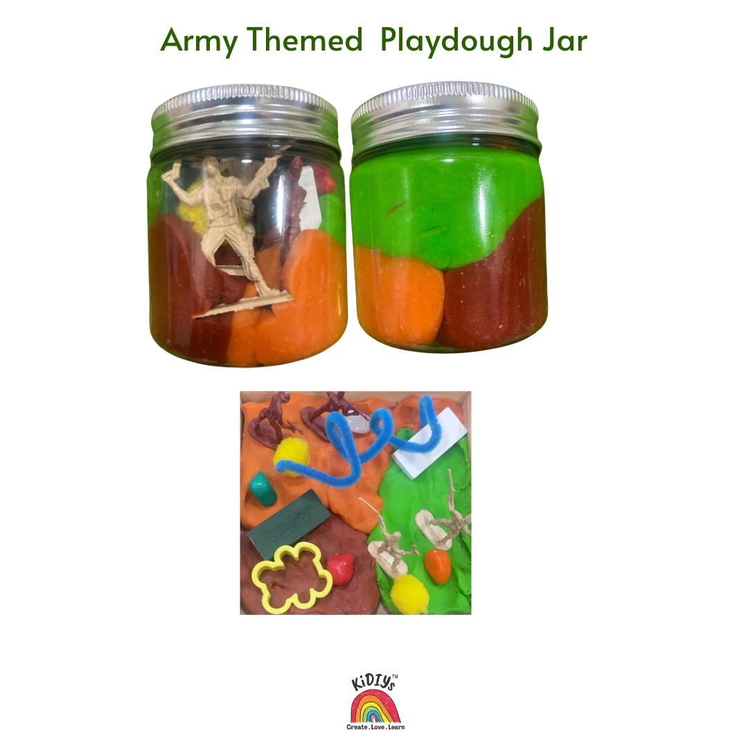 Army Themed Playdough Jar | 100grams | Organic | Peppermint infused | Taste Safe