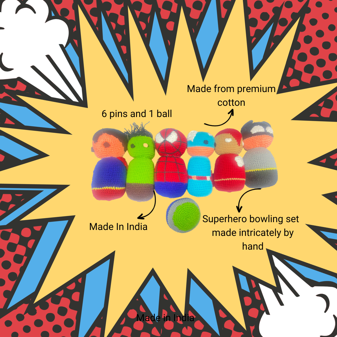 Superhero Crochet Bowling Set