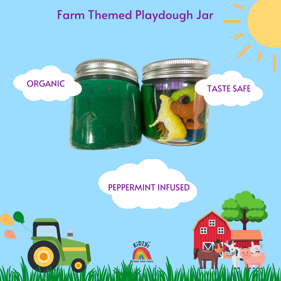 Themed Playdough Jar| 100grams | Organic | Peppermint Infused Dough| Taste Safe