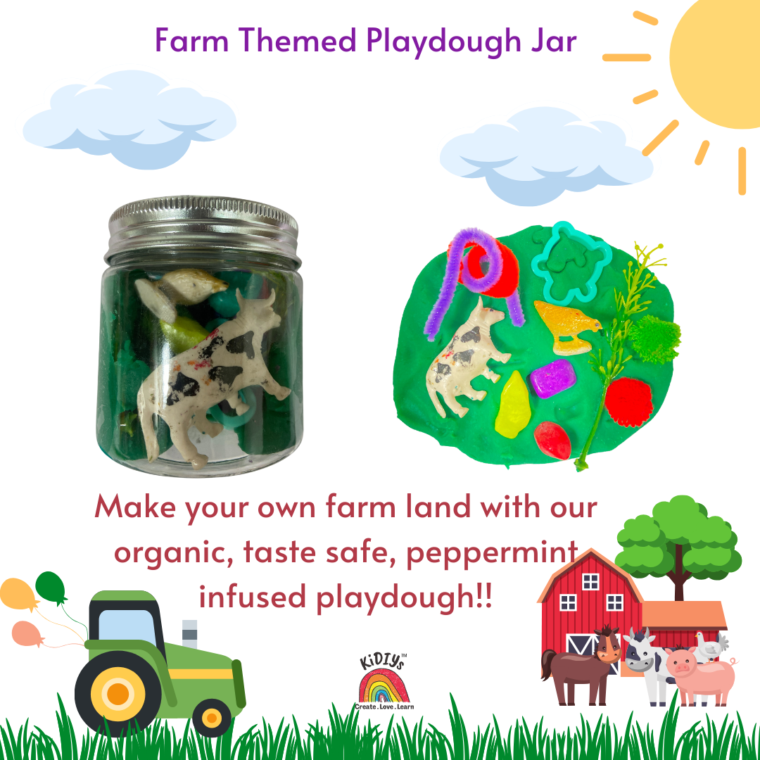Themed Playdough Jar| 100grams | Organic | Peppermint Infused Dough| Taste Safe