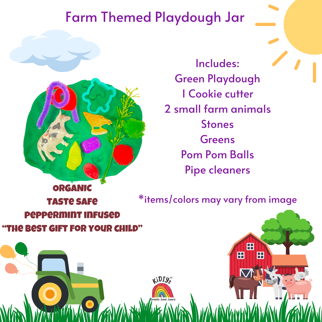 Themed Playdough Jar| 100grams | Organic | Peppermint Infused Dough| Taste Safe