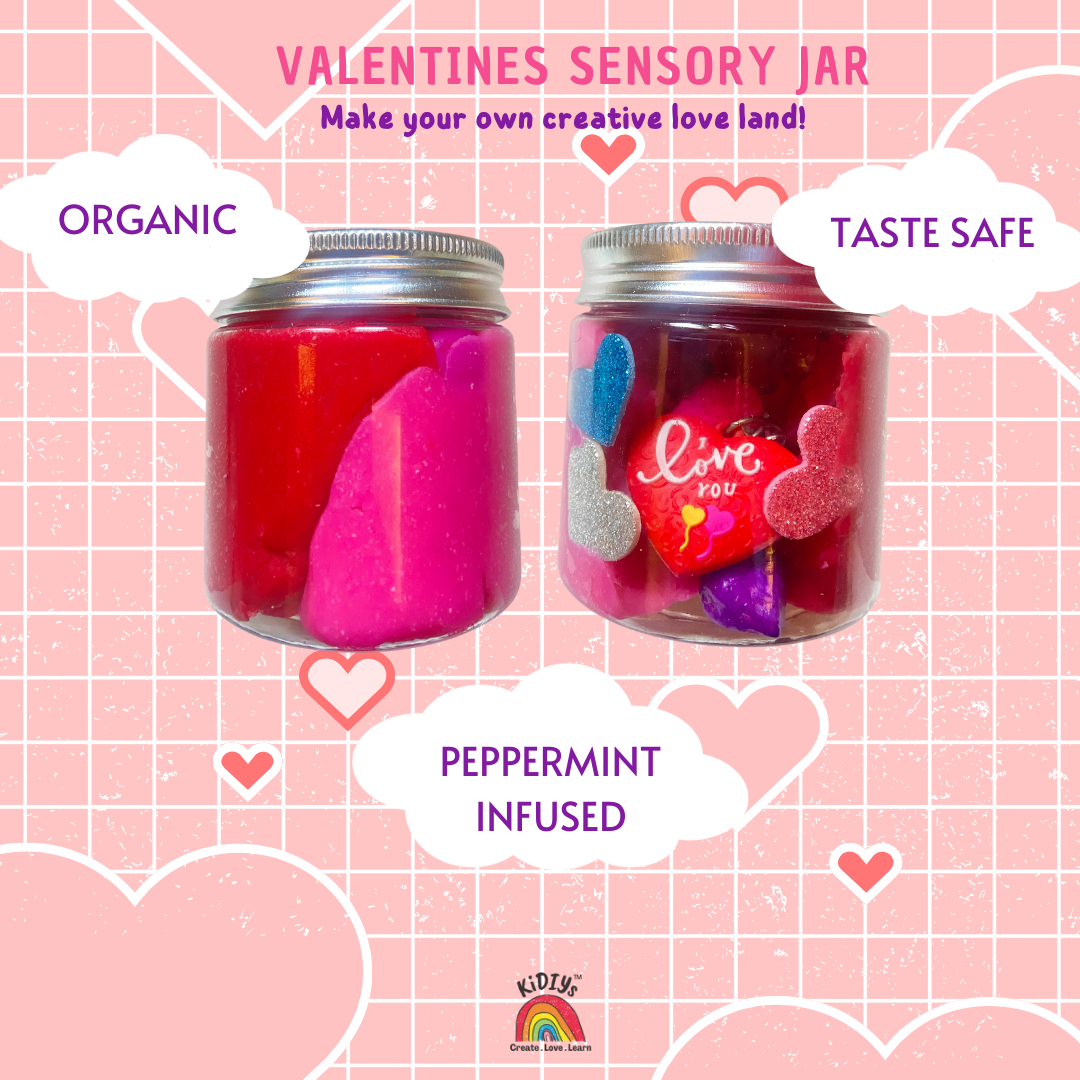 Valentines A-Dough-Rable Love Playdough jar - organic, taste safe and handmade peppermint scented playdoh