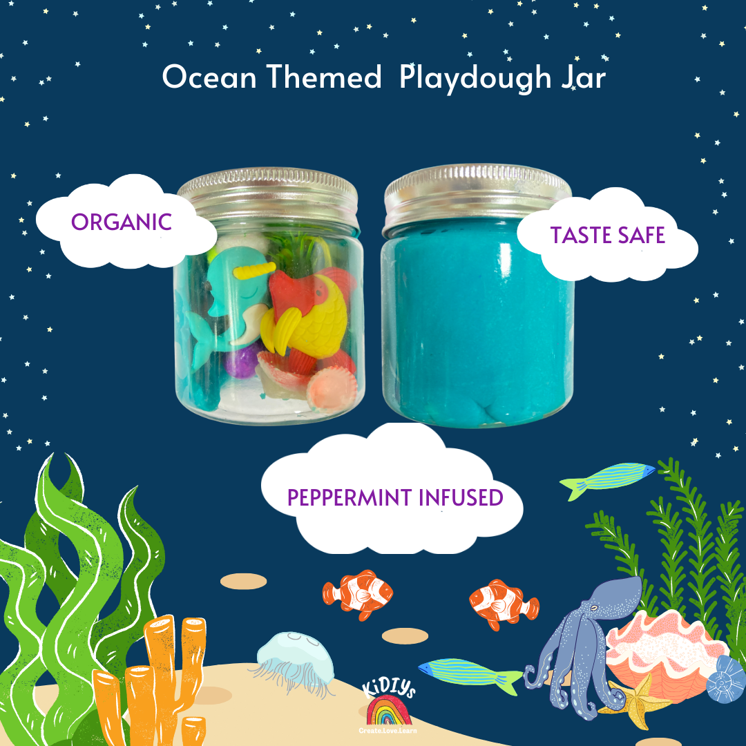 Themed Playdough Jar| 100grams | Organic | Peppermint Infused Dough| Taste Safe