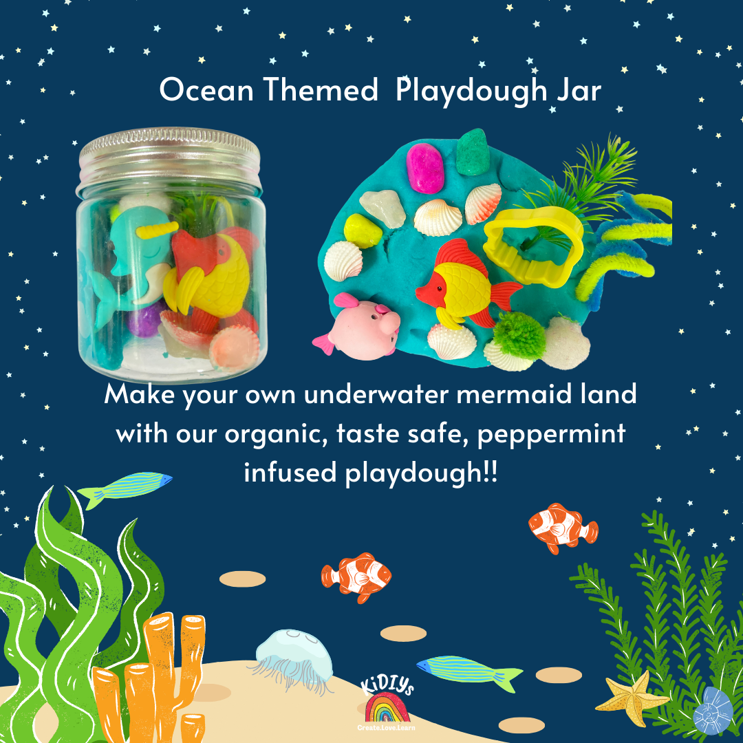 Themed Playdough Jar| 100grams | Organic | Peppermint Infused Dough| Taste Safe