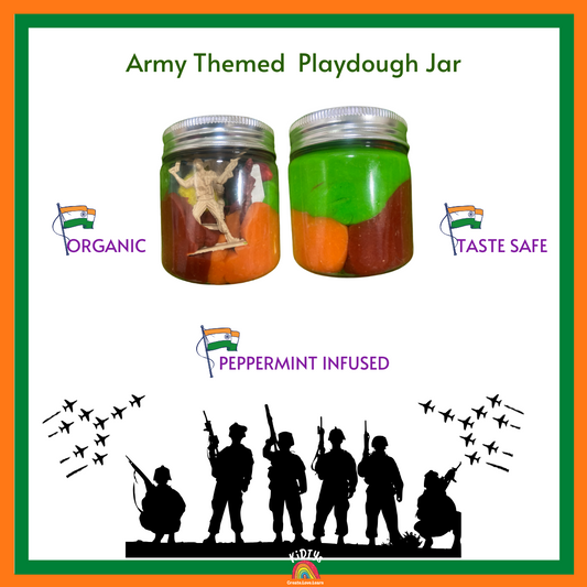Army Themed Playdough Jar | 100grams | Organic | Peppermint infused | Taste Safe