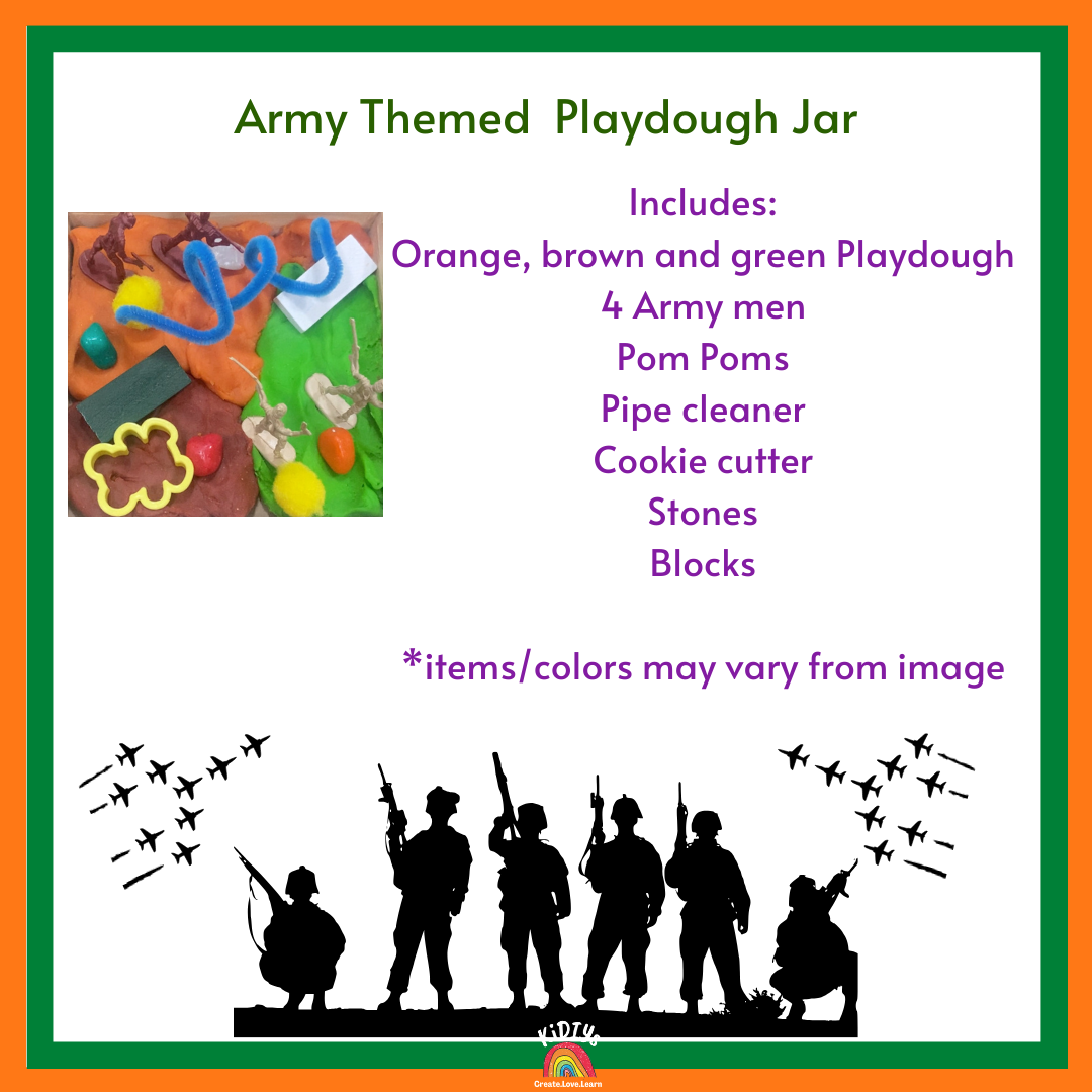 Army Themed Playdough Jar | 100grams | Organic | Peppermint infused | Taste Safe
