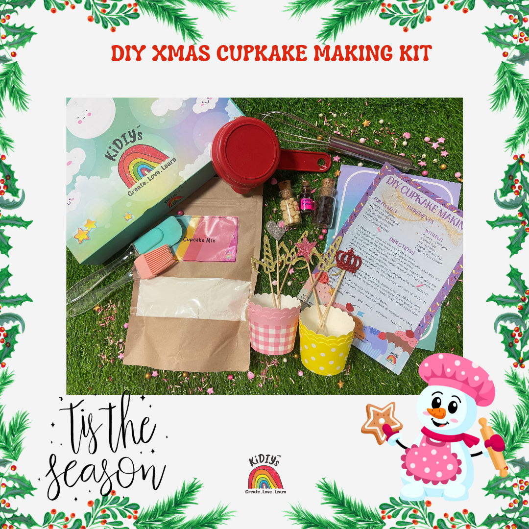 DIY Christmas Cupcake Making Kit with Santa, snowman and christmas toppers