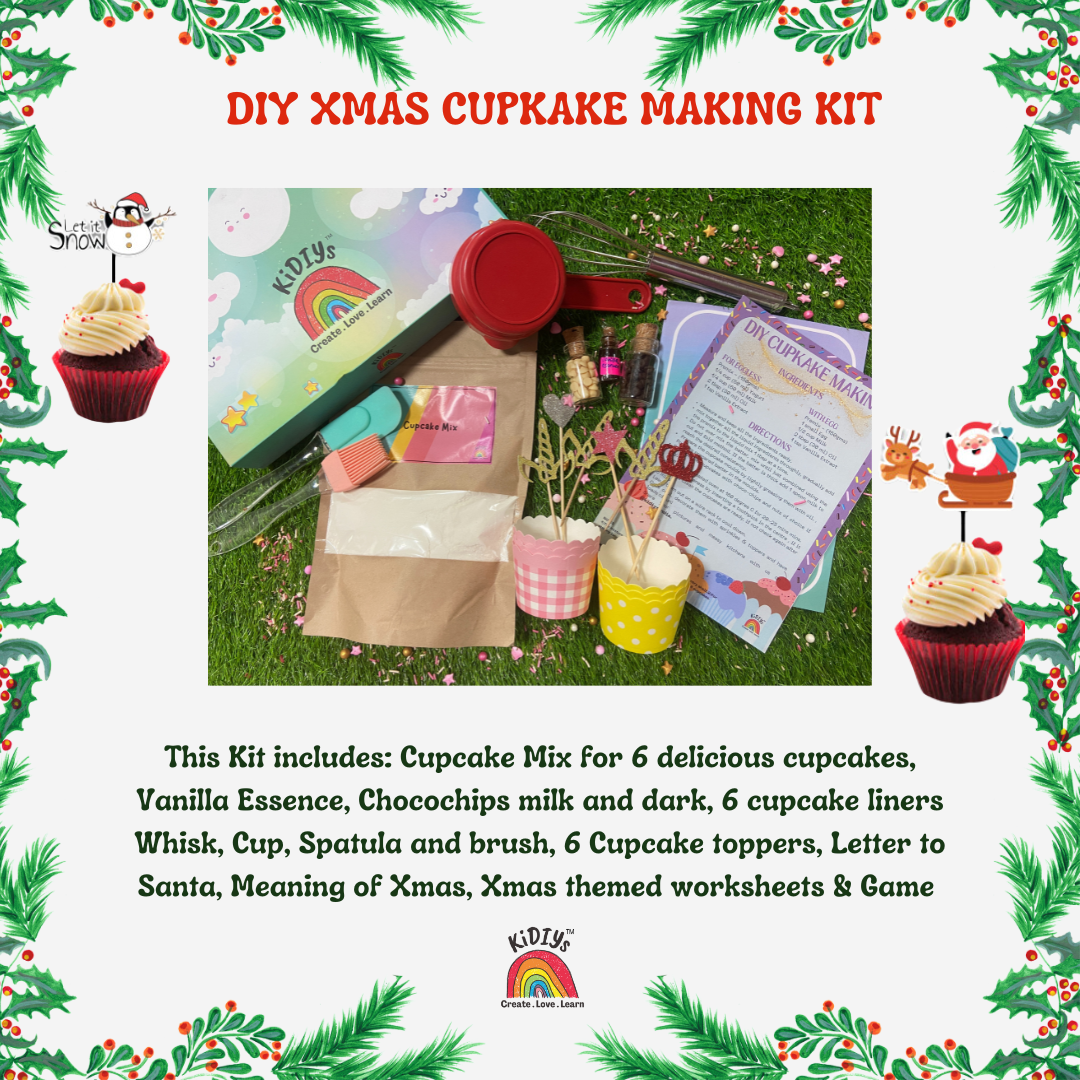 DIY Christmas Cupcake Making Kit with Santa, snowman and christmas toppers