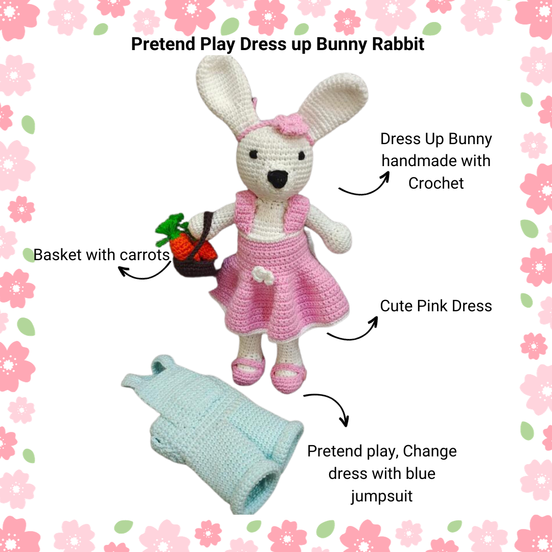 Crochet Dress Up Bunny Soft Toy | Pretend Play