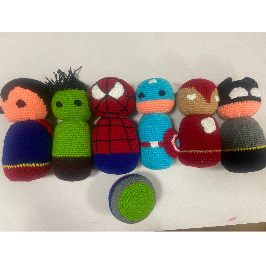 Superhero Crochet Bowling Set