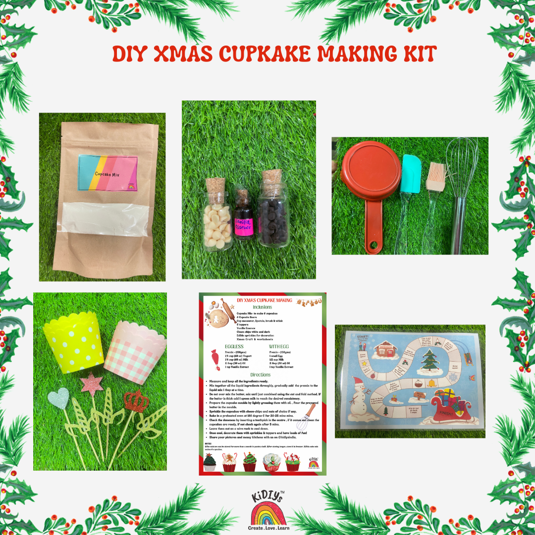 DIY Christmas Cupcake Making Kit with Santa, snowman and christmas toppers