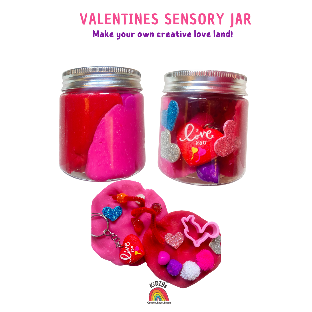 Valentines A-Dough-Rable Love Playdough jar - organic, taste safe and handmade peppermint scented playdoh