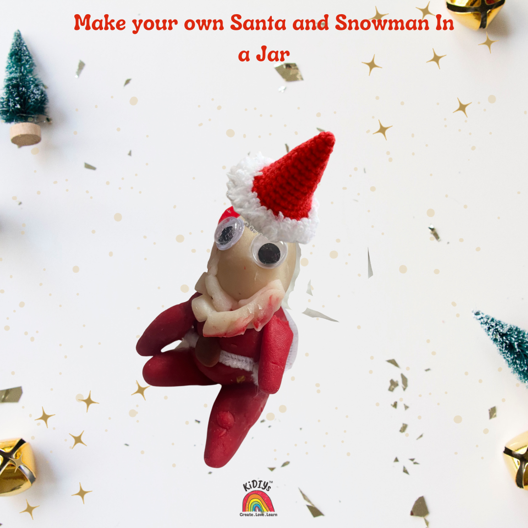 Christmas Snowman & Santa Playdough jar - organic, taste safe and handmade peppermint scented play dough