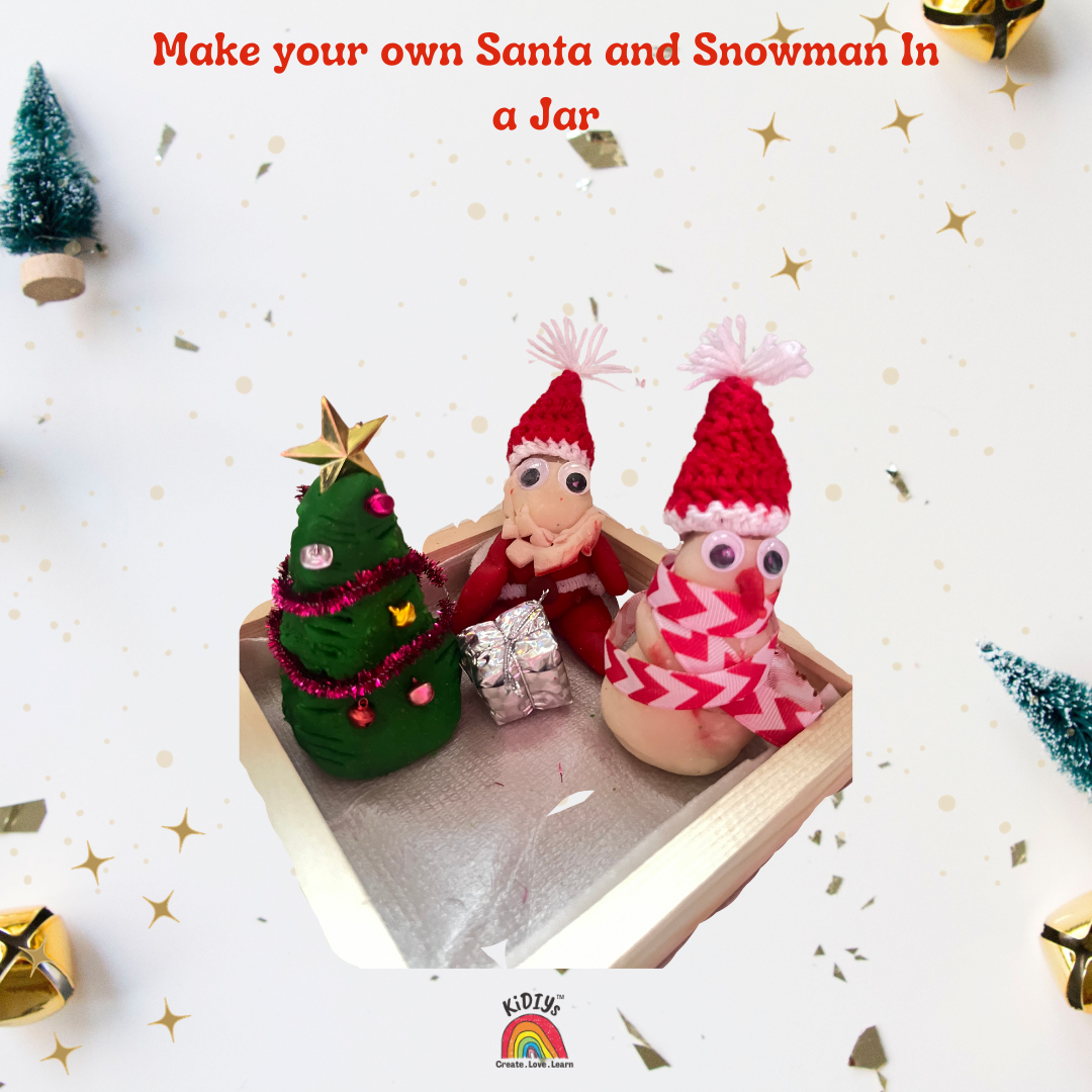 Christmas Snowman & Santa Playdough jar - organic, taste safe and handmade peppermint scented play dough