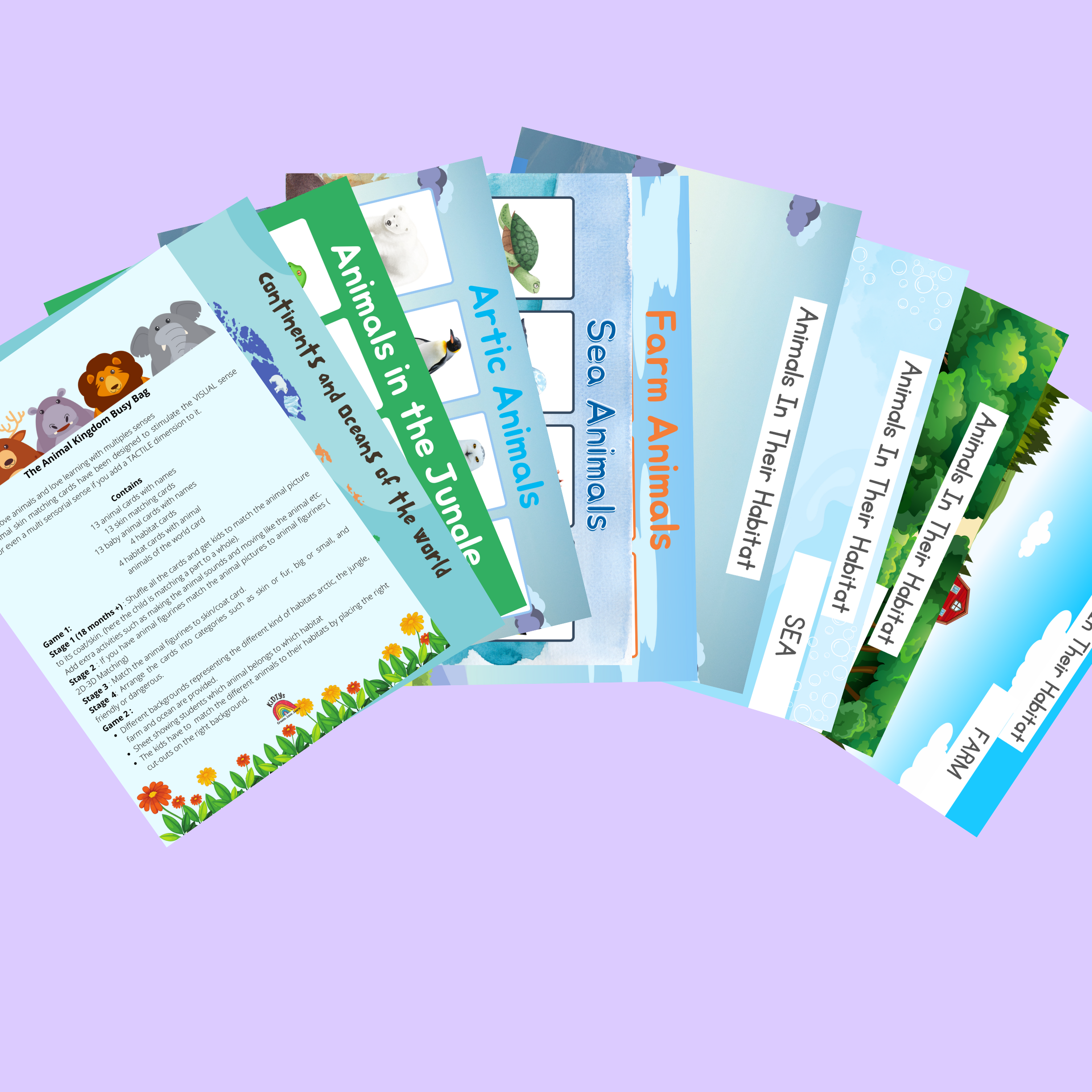 Matching Animal Cards ( Skin, Baby and Habitat Matching)