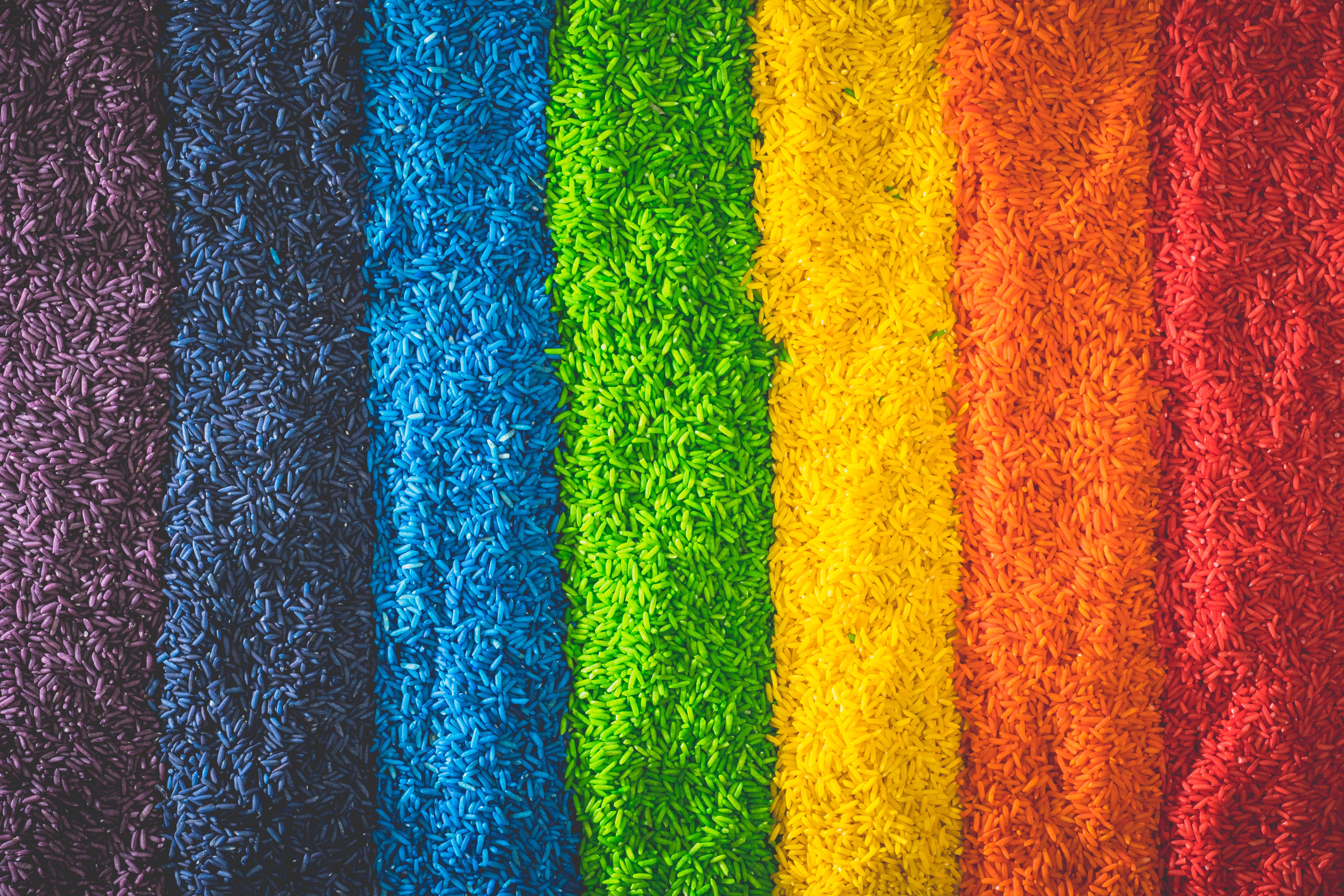 Rainbow rice sensory kit with wooden tool