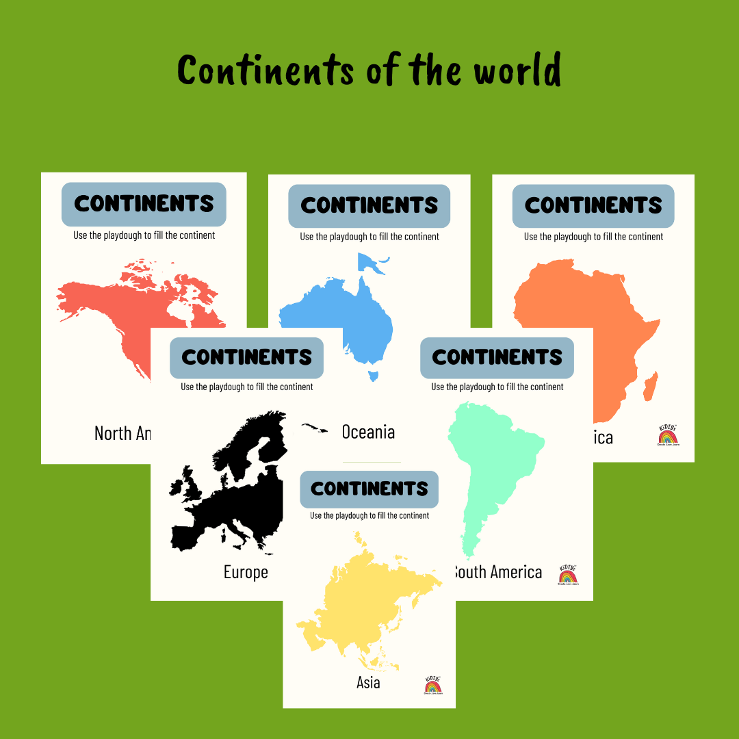 Explore the world - Continent  Playdough Travel Mats - Age 3+